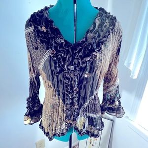 Gorgeous boho button front top.  Dress Barn brand.  XL